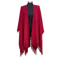 W70012.4 Soft Split Ruana Burgundy