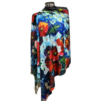 W70048.2 Canvas Shawl Poncho Multi