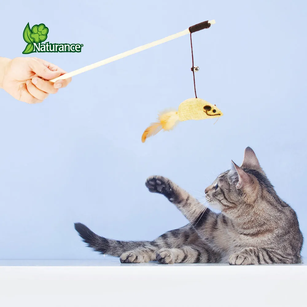 NATURANCE - Caña de Juguete Eco para Gato con Plumas