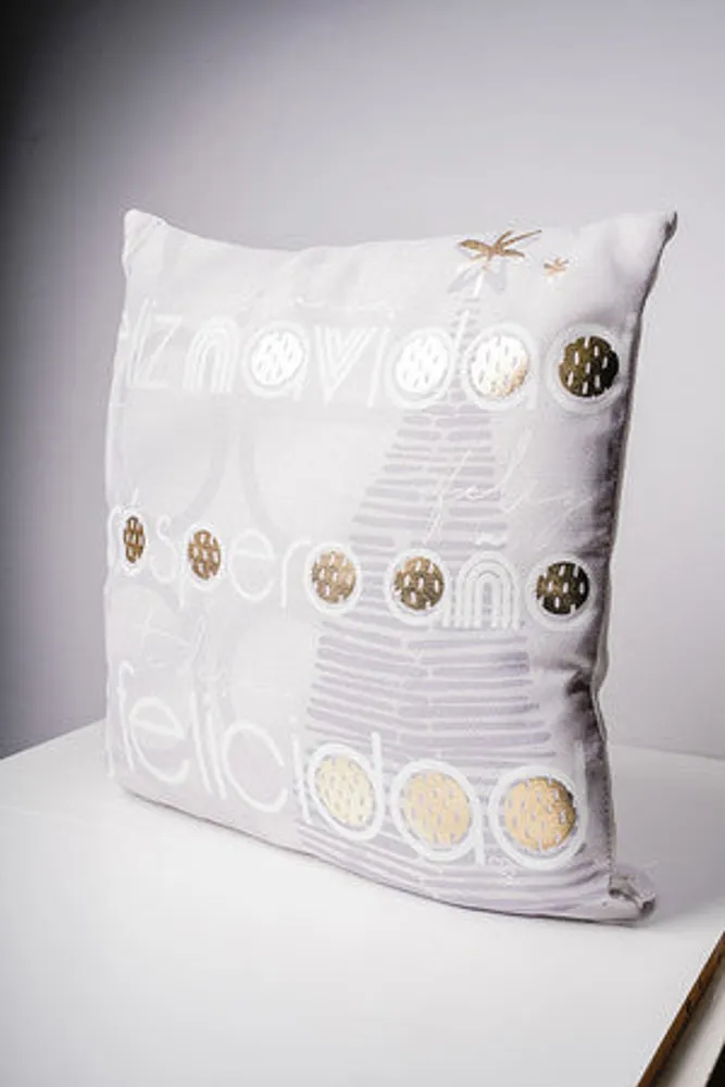 16" x 16"  NAVIDAD METALLIC GOLD CUSHION BY LIZ