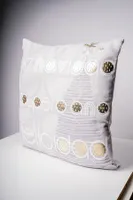 16" x 16"  NAVIDAD METALLIC GOLD CUSHION BY LIZ