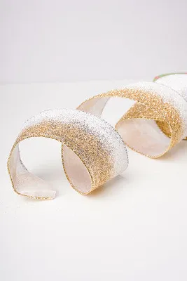 2.5" 25 FT GOLD GLITTER TO WHITE GLITTER RIBBON