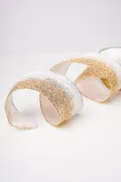 2.5" 25 FT GOLD GLITTER TO WHITE GLITTER RIBBON