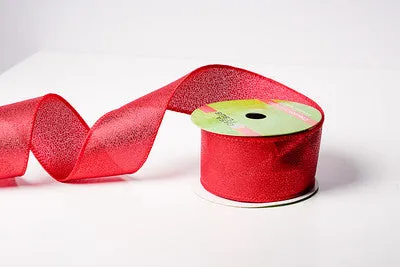 2.5" 25 FT RED BURLAP RIBBON