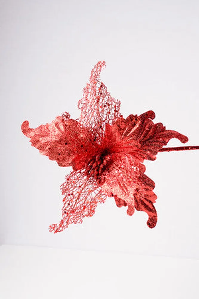 14" Poinsettia Glitter Net