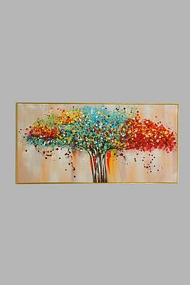 28" X 56" COLORFUL TREE+GOLD FOIL/GOLD FRAME