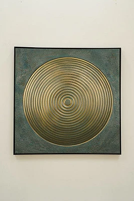 32" X 32" BRONCE CIRCLE GOLD FOIL/ BLACK FRAME