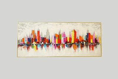 35" X 85" CITY  WATER/ GOLD FRAME