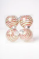 4" CLEAR W/RED/GREEN STRIPES x 4PCS