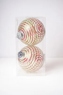 6" CLEAR W/RED/GREEN STRIPES x 2PCS