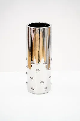 12"  Titanium Silver Vase