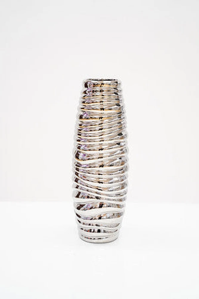 13" Titanium Silver Vase