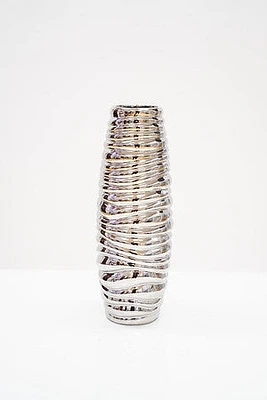 13"  Titanium Silver Vase