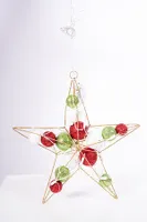 13" WIRE STAR W/BALLS W/PLUGS 30CM  10 LIGHTS