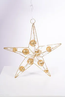 13" Wire Star W/Balls W/Plugs 30cm 10 Lights