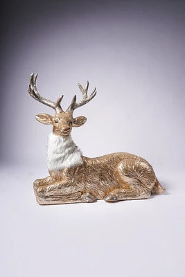 30" Gold Sitting Reindeer Large