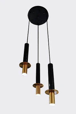 SET/3 BLACK CELLING COVER/BLACK MARBLE COLOR LAMP W/GOLD