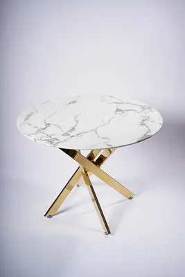 39" Dining table White/Gold