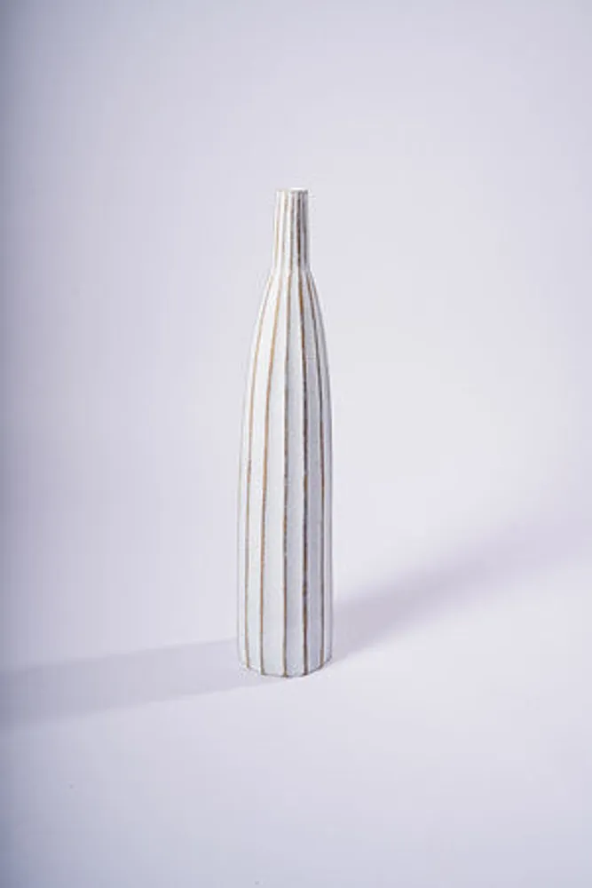 30" WHITE  WOOD VASE