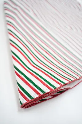 48" Tree Skirt White/Red/Green Stripes