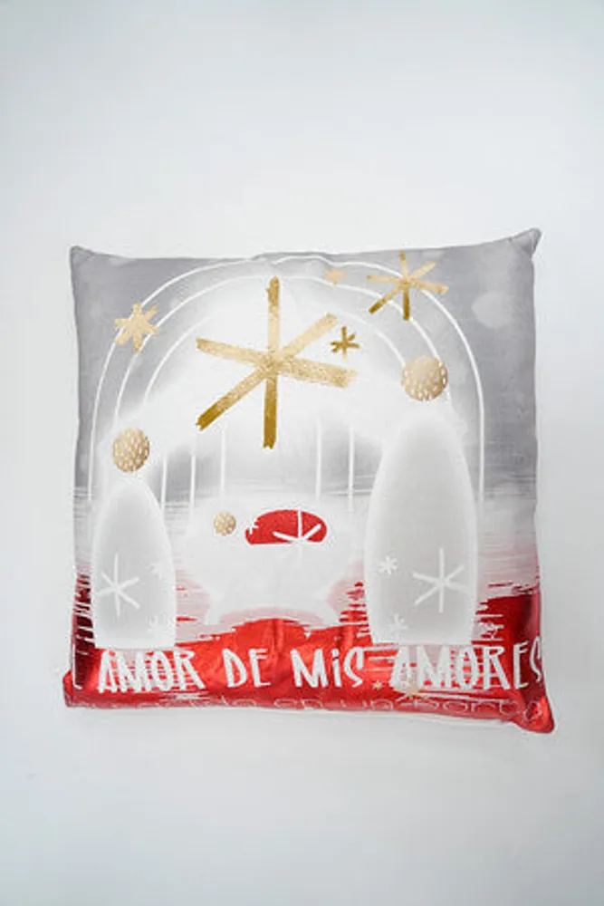 16" x 16"  Amor de Mis Amores Metallic Red Cushion By Liz