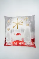 16" x 16"  Amor de Mis Amores Metallic Red Cushion By Liz