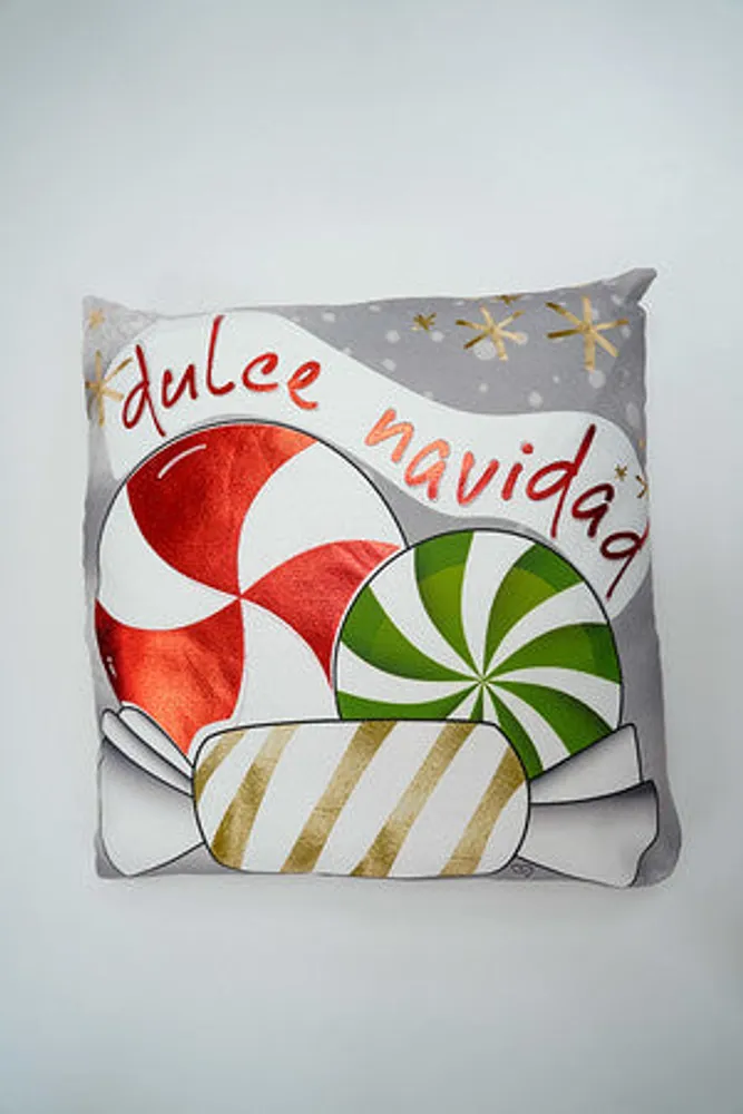 16" x 16"  NAVIDAD METALLIC RED CUSHION BY LIZ