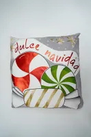 16" x 16"  NAVIDAD METALLIC RED CUSHION BY LIZ