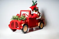 37" Red Truck W/Santa W/Tree W/Lights