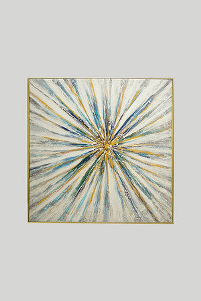 39" X 39" BLUE STAR GOLD FOIL/GOLD FRAME