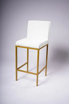 Modern Bar Stool- White/Matte Gold