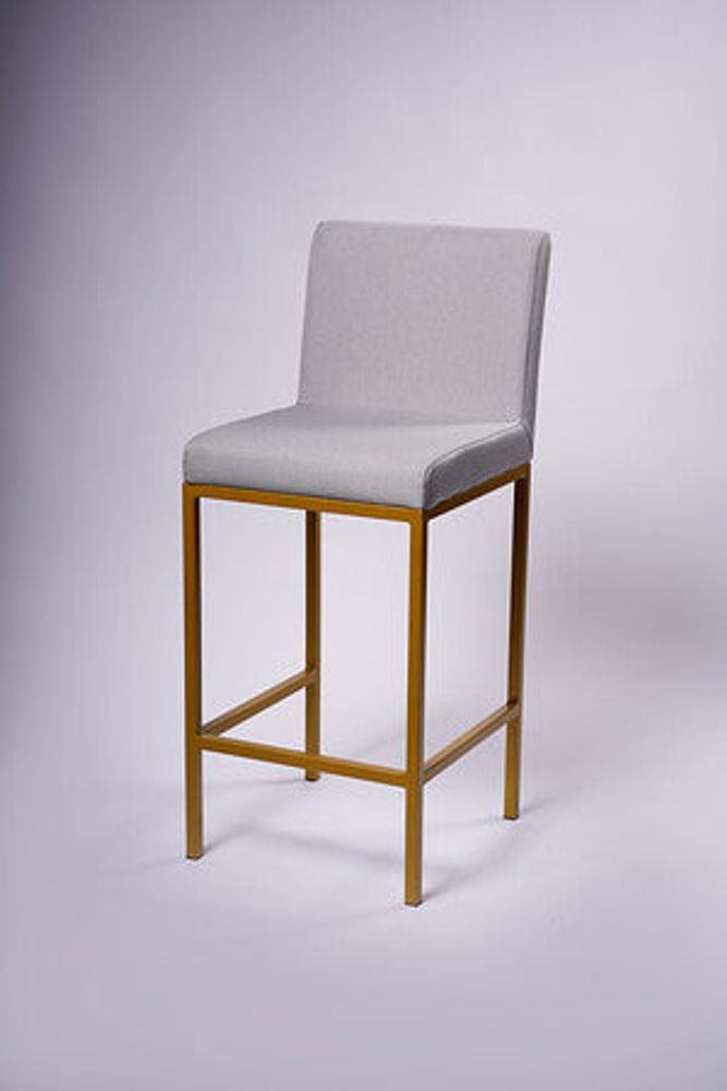 Modern Bar Stool- Lt.Grey/Matte Gold