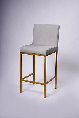 Modern Bar Stool- Lt.Grey/Matte Gold