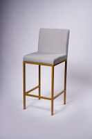 Modern Bar Stool- Lt.Grey/Matte Gold