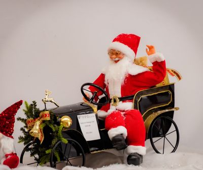 31" Santa on Vintage Car - Cheerful Collection