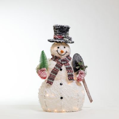 36" Tinsel Snowman w/ LED - Bright Collection