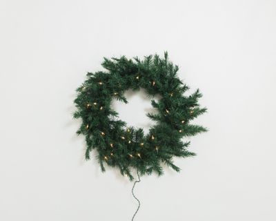 30" Artificial Pine Wreath- with 50 lites