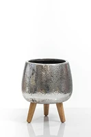 8" Silver Vase with wood stand
