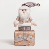 13" Santa on Gift Silver/Champagne - Metallic Collection