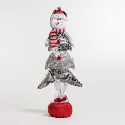 28" Red/Silver Snowman in Xmas Tree Décor - Metallic Collection