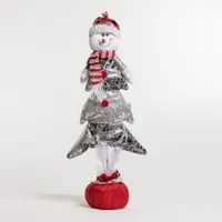 28" Red/Silver Snowman in Xmas Tree Décor - Metallic Collection