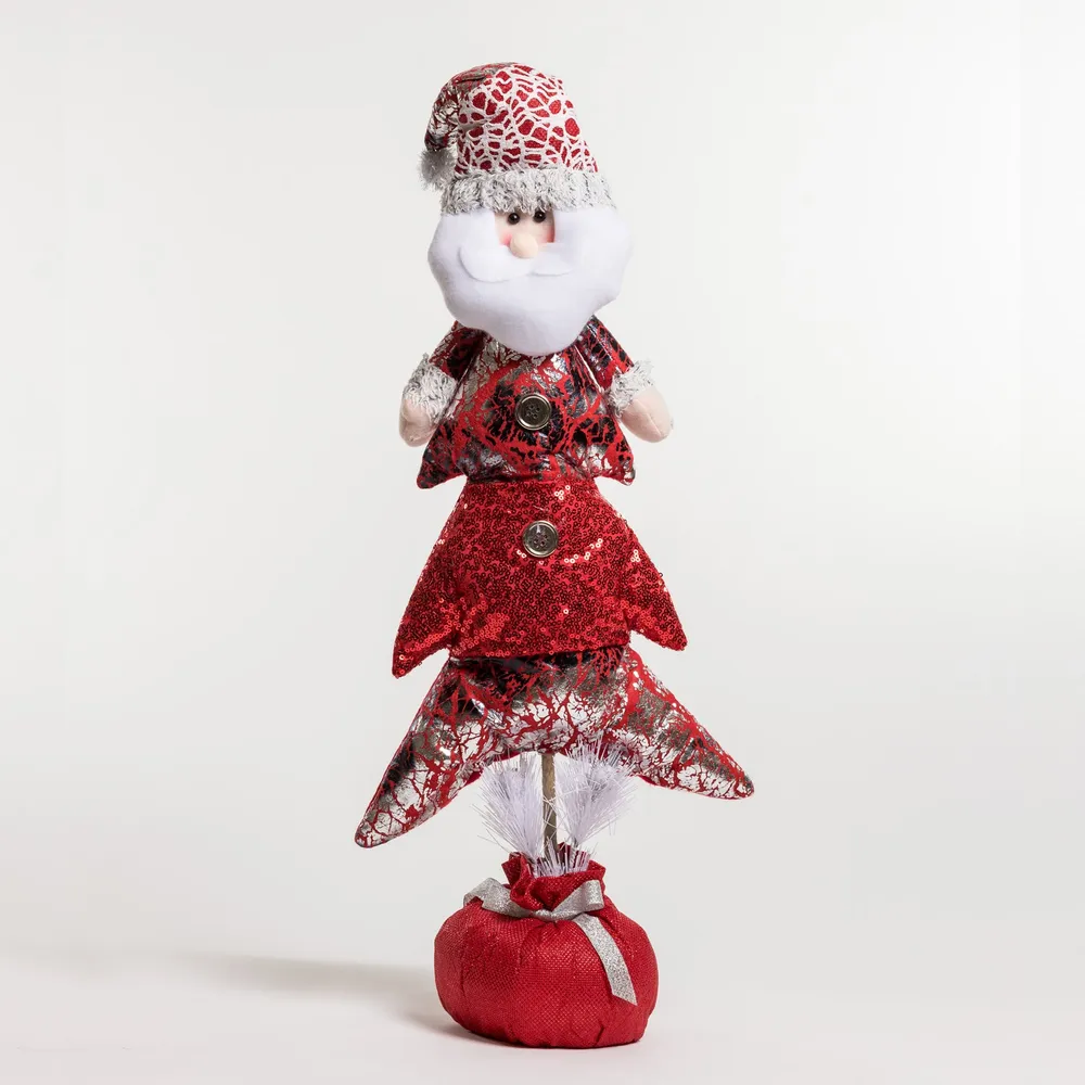 28" Red/Silver Santa in Xmas Tree Décor - Metallic Collection