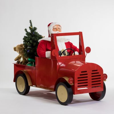 60" Singing Moving Santa on Car - Cheerful Collection