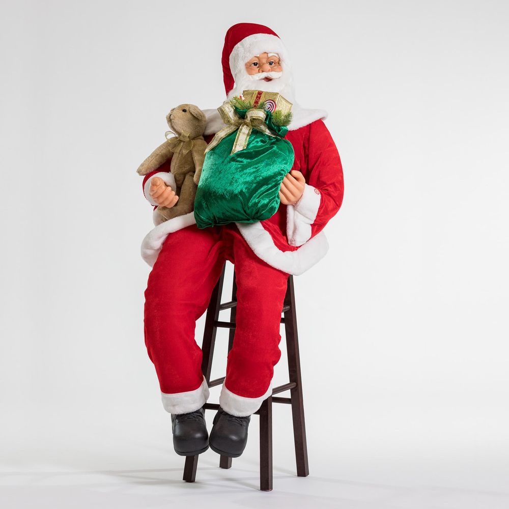 55" Singing Moving Santa on Chair - Cheerful Collection