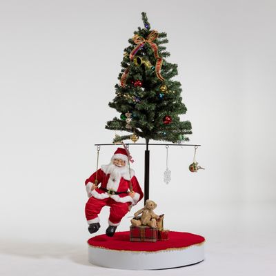 67" Moving Merry Go Round Tree with Santa - Cheerful Collection