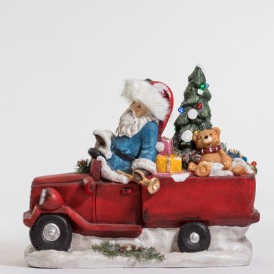 30" Santa on Truck w/lights - Cheerful Collection