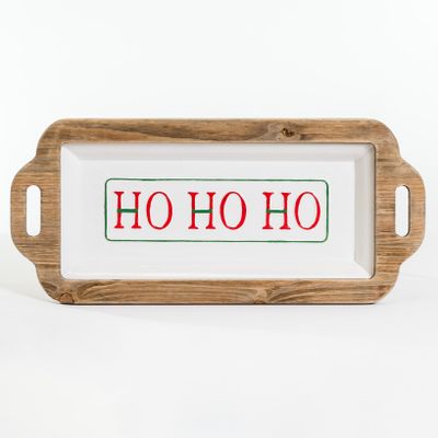 HO HO HO Wood & Metal Tray - Natal Collection