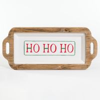 HO HO HO Wood & Metal Tray - Natal Collection