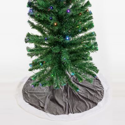 48" Pewter/White Tree Skirt - Metallic Collection