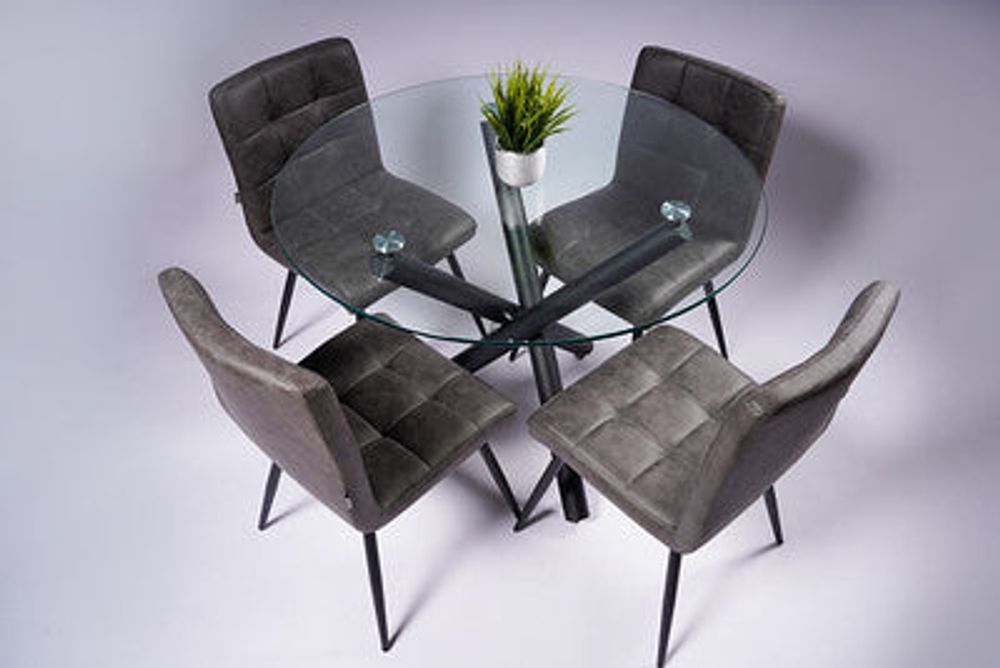 39" Round Dinning SET - Grey (Table & Chairs)